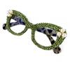 bullabulling Retro Christmas Bling Rhinestone Reading Glasses for Women Christmas Party Ladies Blue Light Blocking Readers (green, 2.0, x) view 1