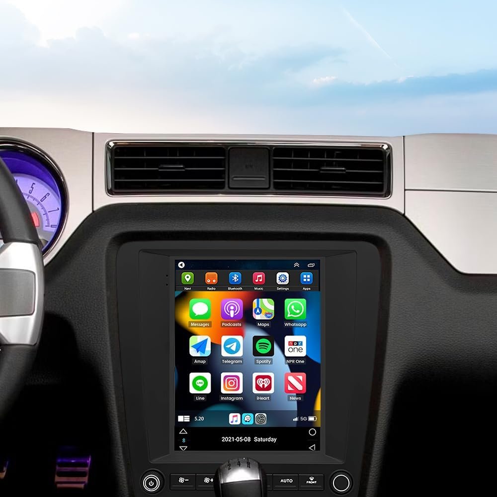 2+64G Double Din Car Stereo for Ford Mustang 2010-2014 with Wireless CarPlay and Android Auto, 9.7 Inch IPS Touchscreen Android 15 Car Radio Support Bluetooth WiFi GPS SWC FM RDS