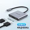 2 Port USB C Hub to Dual HDMI 4K 60HZ Dual Screen Expansion Type C Docking Station for Laptop Mobile Phone PC view 2