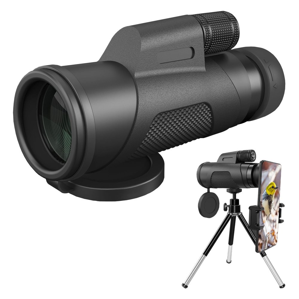 AMITHER Monocular Telescope for Smartphone, High Powered Monoculars for Adults with Phone Adapter & Metal Tripod Portable Handheld Telescope for Bird Watching Hiking Camping Outdoor Travel