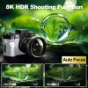 8K Digital Cameras for Photography, 64MP vlogging Camera with 180Flip Screen2 Batteries, 64GB TF Card16X Zoom, WiFi,Microphone, Wide & Macro Lens Kit (White) view 3