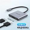 2 Port USB C Hub to Dual HDMI 4K 60HZ Dual Screen Expansion Type C Docking Station for Laptop Mobile Phone PC view 2
