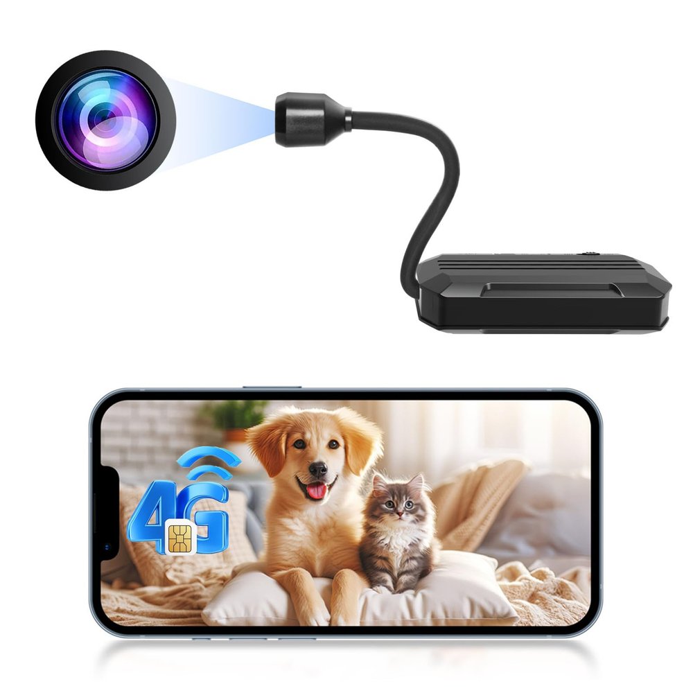 BEEDMXU 4K HD 4G LTE Cellular Hidden Surveillance Camera (No WiFi Required, Built-in SIM Card), Mobile Remote Car, Pet, and Baby Mini Monitor (Features Night Vision, Motion Detection, Cloud Storage)
