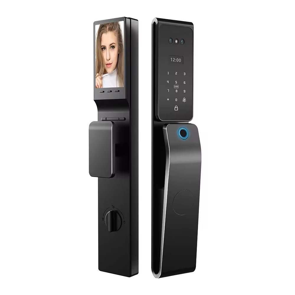 3D Face Recognition Smart Door Lock with Touchscreen Display, WiFi App Control, Fingerprint Unlock, Keypad Passcode, RFID IC Card, Mechanical Key & Video Intercom  Keyless Entry Digital Lock