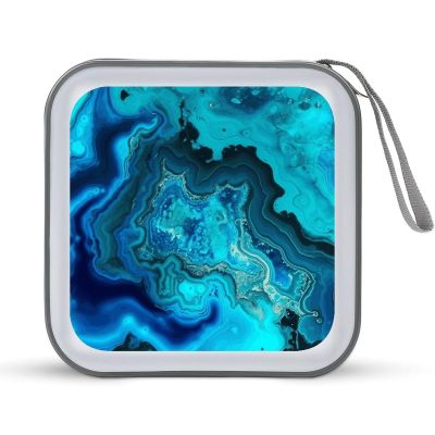 FekiLoot Bright Aqua Blue Turquoise DVD Case,Portable Zipper DVD Storage Case CD Collection Bag EVA Protective Blu-ray Wallet Portable Disc Storage Wallet Bag for Car, Home, Office