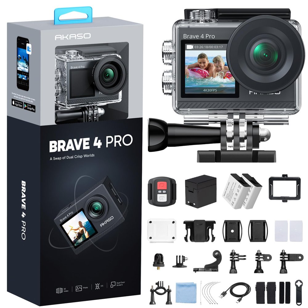 AKASO Brave 4 Pro Action Camera 4K 30fps Waterproof Underwater Camera