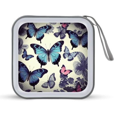FekiLoot Beautiful Butterfly DVD Case,Portable Zipper DVD Storage Case CD Collection Bag EVA Protective Blu-ray Wallet Portable Disc Storage Wallet Bag for Car, Home, Office