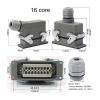CASNKTTJ Rectangular Heavy-Duty Connector HDC-HE4 6 10 16 20 24 32 48-core pin 16A Waterproof Aviation Plug Head Side line Connector(16 Core Lateral Line) view 4