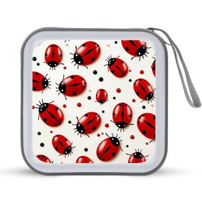 FekiLoot Red Ladybug DVD Case,Portable Zipper DVD Storage Case CD Collection Bag EVA Protective Blu-ray Wallet Portable Disc Storage Wallet Bag for Car, Home, Office