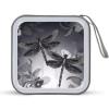 FekiLoot Dragonflies Grey DVD Case,Portable Zipper DVD Storage Case CD Collection Bag EVA Protective Blu-ray Wallet Portable Disc Storage Wallet Bag for Car, Home, Office view 1