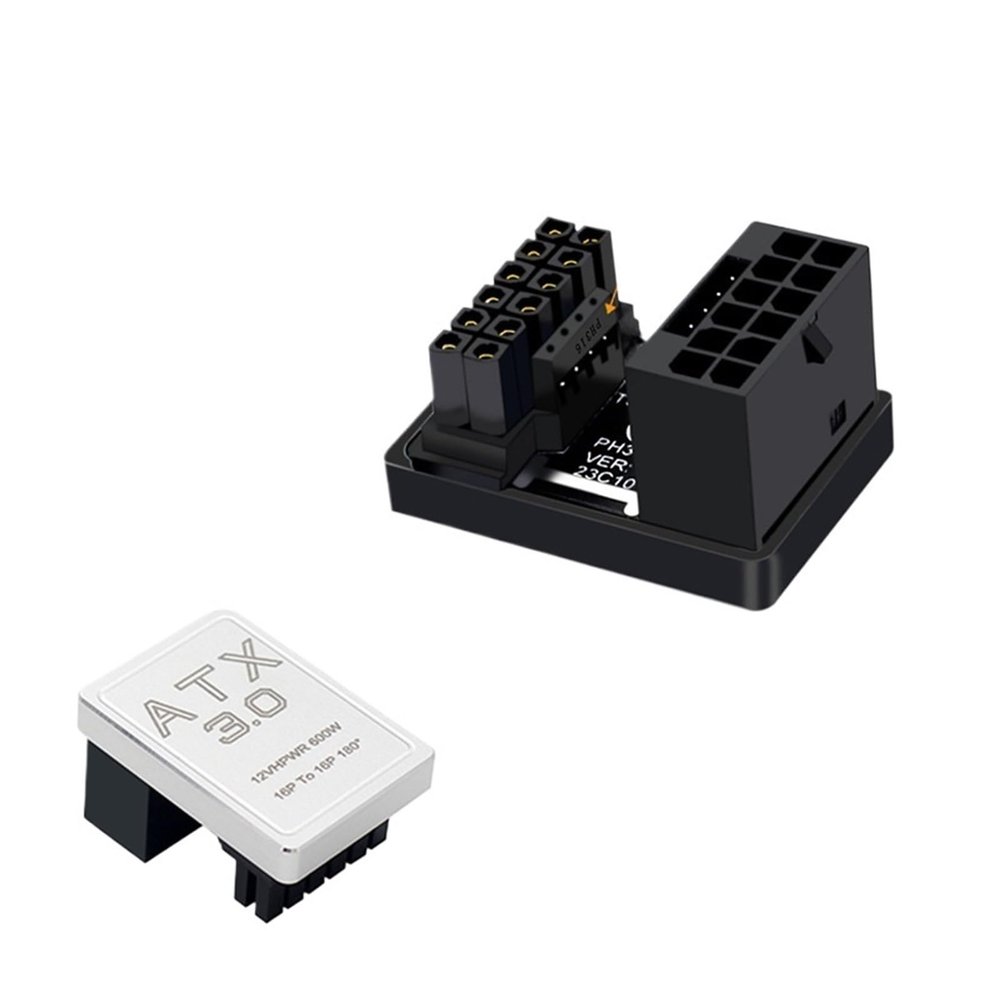 12vhpwr Power Adapter 180Degree RTX 40/50 Series ATX3.0 Grahpic Card 5. 600w 12+4 16Pin Male to Female Turn Connector(Silver Type A)