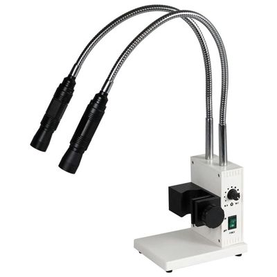 LED Fiber Optic Microscope Illuminator, Dual Gooseneck LED Lights Source, Colour Temperature 6000K, Adjustable Brightness and Aperture Size, for Stereo Zoom Microscopio