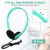Konohan 10 Pack Headphones Bulk Headphone for School Classroom Student Wired Headphones Adjustable with 3.5 mm Jack for Adults (Emerald Green) view 2