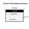 100-Inch Manual Pull-Down Projector Screen, 60-inch Wall-Mounted Movie Screen with Auto-Locking for Indoor Home Theaters(72 inch 16: 9) view 2