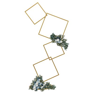 6.27FT Gold 4 Square Hoop Backdrop Stand, 4-Tier Detachable Wedding Metal Flower Arch Kit Frame for Photo Booth Background, Flower Display Background Decoration for Birthday Party (Square)
