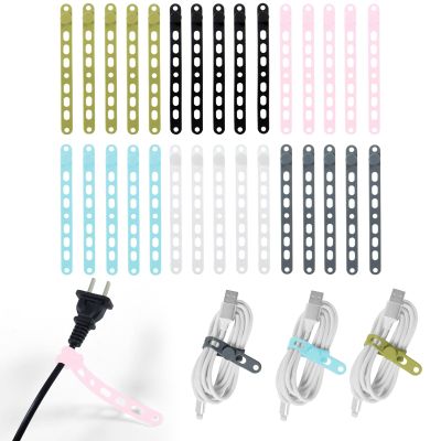 Lantellex 30Pcs Silicone Cable Ties, Office Desk Organizer Accessories, 10Inch Reusable Wire Ties Management with Lock Buckle, Adjustable Charger Cable Strap (Black, Gray, White, Pink, Blue, Green)