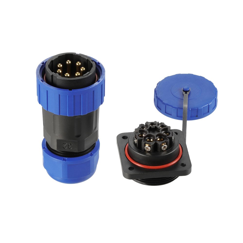 ZBLZGP TY32 7-Pin Solder-Free Industrial Connector, IP68 Waterproof 32A High Current, Easy Installation for Servo Drive and Frequency Converter Power Connections