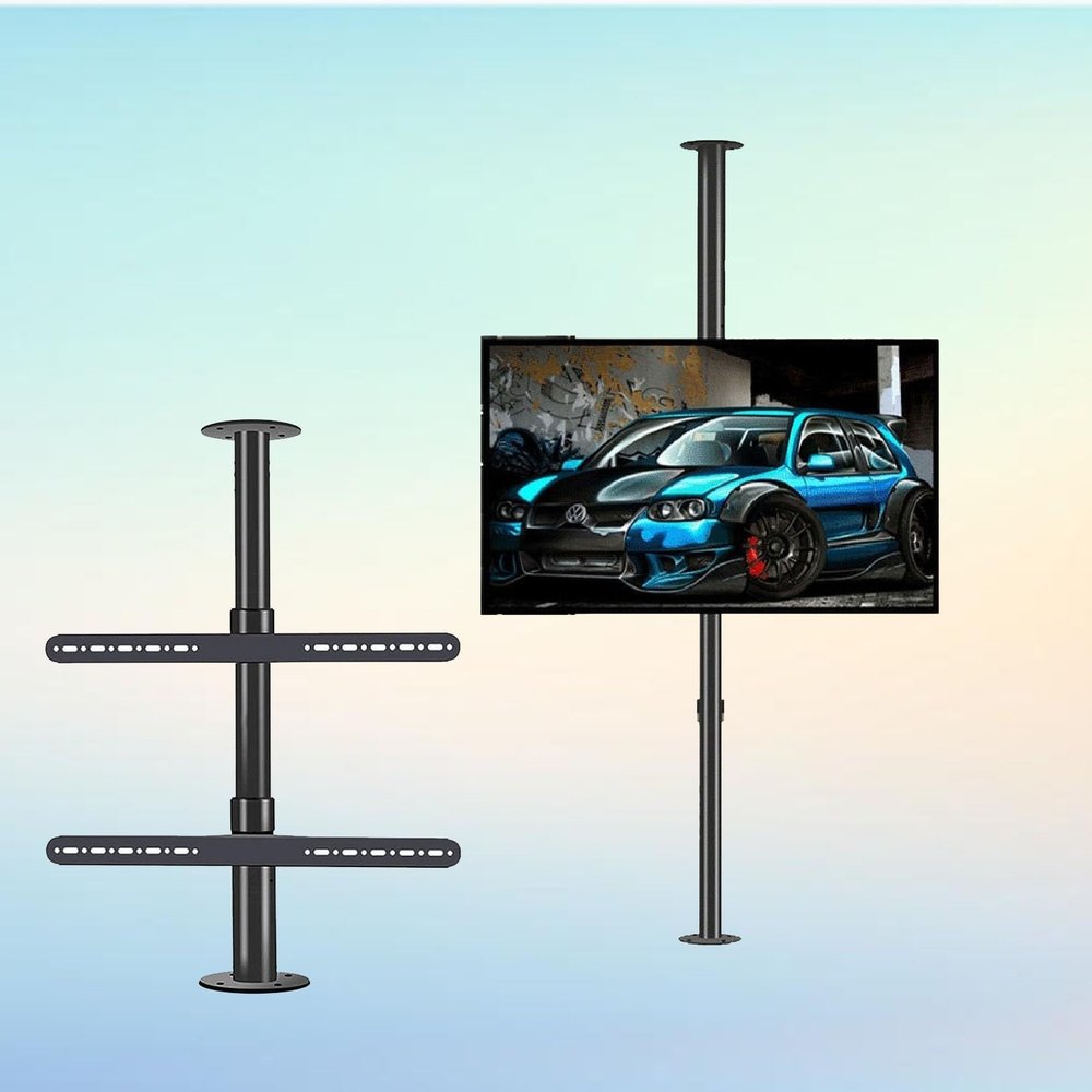 360-Degree Rotating Floor Stand for LCD TVs - Adjustable Tilt Mount for 32-75 inch Screens - Versatile TV Cabinet with Partition Wall Rack & Rotating Base