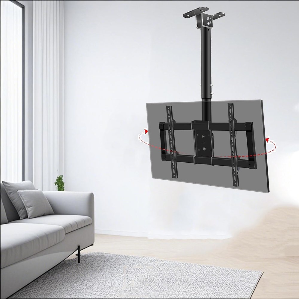 Adjustable Ceiling TV Mount - Rotatable & Tilt Bracket for 39-85" TVs Max VESA 600x400mm Supports 176 lbs - Ideal for Home Theater & Space-Saving Solutions