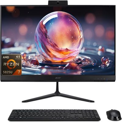 acer Aspire C27 AIO Desktop, 27" Full HD IPS 120Hz Display, AMD Ryzen 7 5825U Processor (8 Core, Up to 4.5GHz), 16GB RAM, 1TB SSD, Wi-Fi 6E, HDMI, DP Port, Wireless Keyboard & Mouse, Windows 11