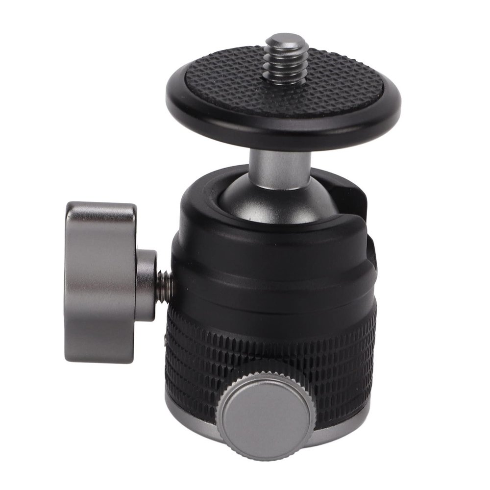 Ball Head Mount Tripod Geared, Mini Aluminum Camera Adapter with 360 Degree Rotation, Universal for SLR and Mirrorless Cameras - Durable Construction, Precise Adjustment,