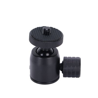 Ball Head Mount Geared Tripod, Mini Aluminum Alloy Ball Head with 1/4 Inch Screw and Hot Shoe Mount Adapter - Adjustable Angle, Durable Lightweight Camera Accessory for (Black Ball)