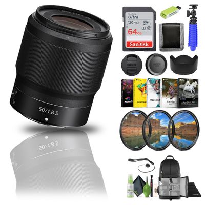 Nikon NIKKOR Z 50mm f/1.8 S Standard Prime Lens (20083) Z Mirrorless Cameras | Premium S-Line Optics, + 64GB Card + Filter Kit + Backpack + Card Reader + More