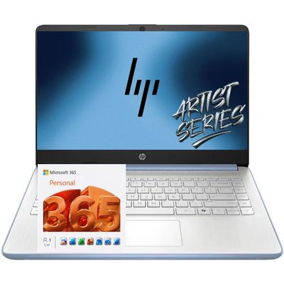 HP 14 Thin & Light Laptop, Intel 4-Core Processor, 8GB RAM, 128GB SSD + 1TB OneDrive (1.1TB), Microsoft 365 Included, Windows 11, w/o Earphone, Student & Home Office