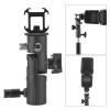 Tbest Triple Hot Shoe Mount Adapter Premium Metal Flash Light Stand Holder Bracket with 3 Adjustable Shoes for DSLR Camera Photography Studio Equipment Black Aluminum Alloy view 4