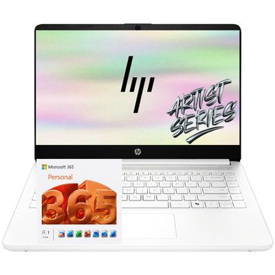 HP 14 Thin & Light Laptop, Intel 4-Core Processor, 16GB RAM, 128GB SSD + 1TB OneDrive (1.1TB), Microsoft 365 Included, Windows 11, w/o Earphone, Student & Home Office