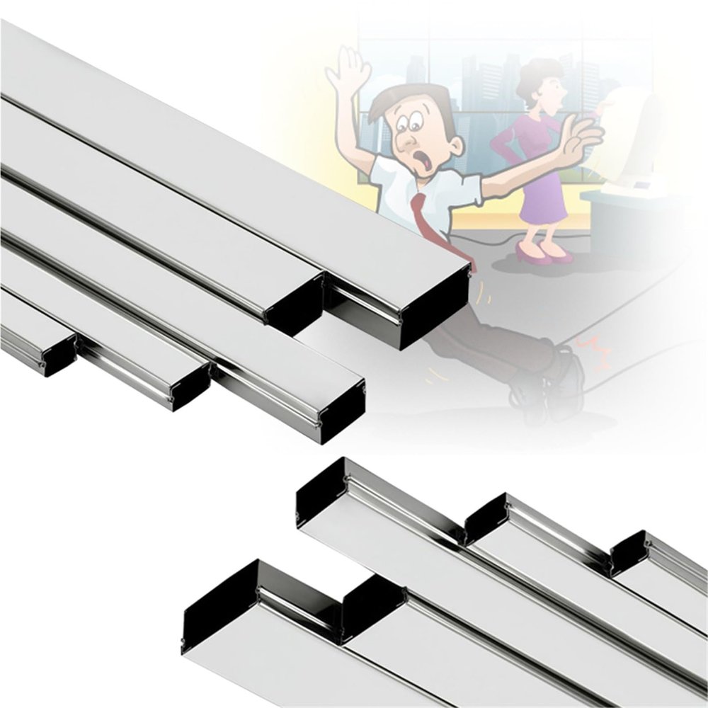 5 10 Pcs Stainless Steel Channel Cable Cover, Wire Guard Raceway/Cord Lid Channel 4/5 1 6/5 8/5 2 39/10 in Width, Self-Adhesive Cable Concealer(10 pcs,L W H 24 x 0.8 x 0.4IN)