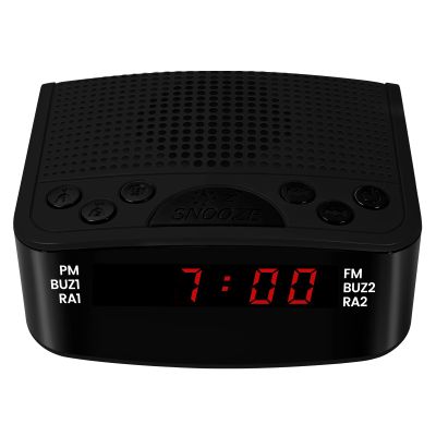 ottosing Digital Alarm Clock Radio with FM Radio & Red LED Display, Dual Alarm & Snooze, 20 Station Presets, Sleep Timer & Dimmer, USB Powered Bedside Clock Radio for Bedroom Heavy Sleepers