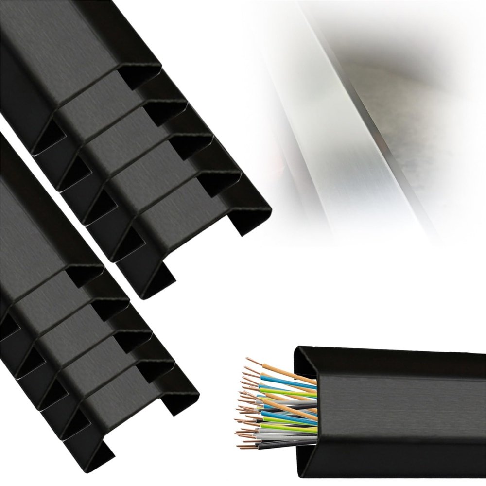 12 36 60 72 79 in Long Stainless Steel Wall Floor Cable Covers, Conduit Wire Concealer for Wall Mounted Paintable, 5 10 Pcs Cable Shield Cord Lid(A-10 pcs,L Outer Width 12in x 4/5in)