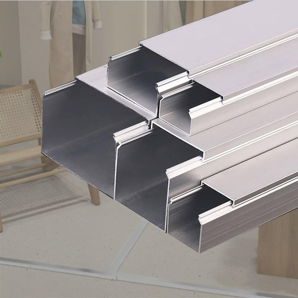 79 72 60 48 36 24 in Stainless Steel Molding Track Strip, 2 4 5 Pcs Wire Guard Raceway/Cord Cover, Paintable Cable Floor Wire Lid with Adhesive Backing(5 pcs,L W H 60 x 3.9 x 2IN)