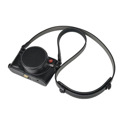 D-Lux 8 Case, Genuine Leather Camera Case Bottom Opening Body Half Base Cover for Leica D-Lux 8 with Neck Strap Lens Cap (Black)