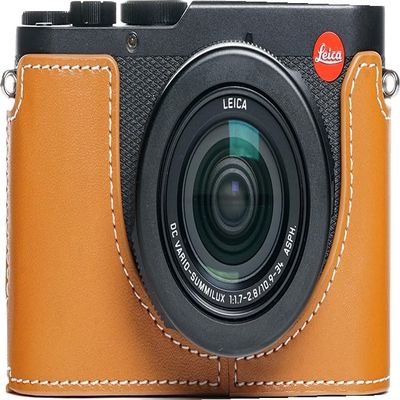 D-Lux 8 Case, Genuine Leather Bottom Opening Camera Half Case for Leica D-Lux 8 Cover Bag Protecter with Hand Wrist Strap (Yellow)