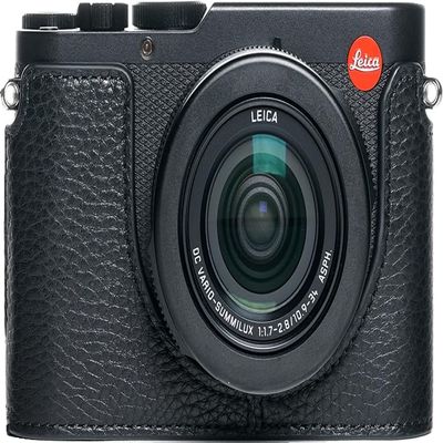D-Lux 8 Case, Genuine Leather Bottom Opening Camera Half Case for Leica D-Lux 8 Cover Bag Protecter with Hand Wrist Strap (Black B)