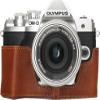 E-M10 III Case, Genuine Leather Bottom Opening Camera Half Case for Olympus OM-D E-M10 Mark III Cover Bag Protecter with Hand Wrist Strap (Brown) view 1