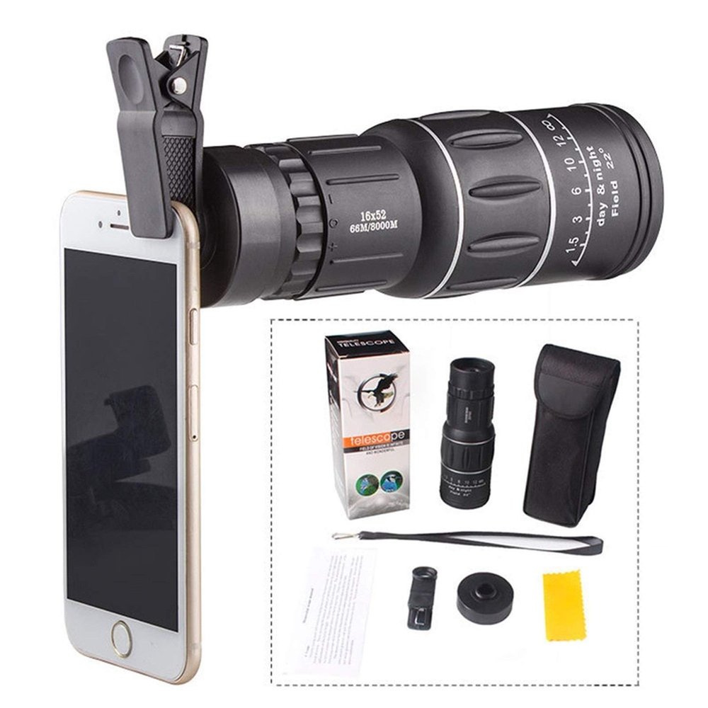 Binoculars for Adults, 16X Outdoor Hiking Concert Optical Monocular Telescope Zoom Lens Arm Phone Camera Photo Lens Binoculars
