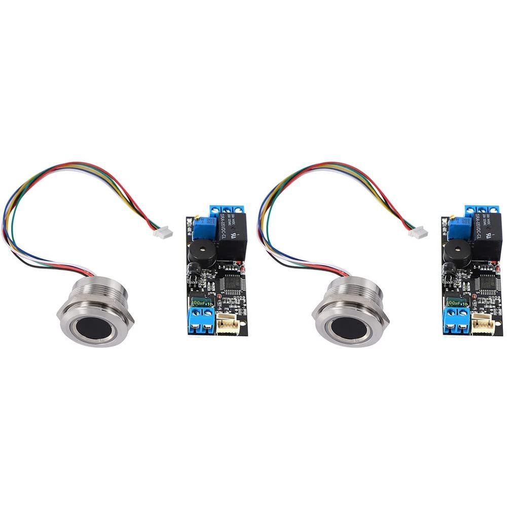 Bloepum 2X K202 DC12V Low Power Fingerprint Control Board + R503 Fingerprint Module Round Fingerprint Recognition Module