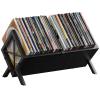 YQ JENMW Vinyl Record Holder - 80-100 LP Vinyl Record Storage Rack, Quick Assembly Display, Retro Style Organizer for Magazine, Book, Files, Albums (Black) view 1
