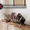 YQ JENMW Vinyl Record Holder - 80-100 LP Vinyl Record Storage Rack, Quick Assembly Display, Retro Style Organizer for Magazine, Book, Files, Albums (Black) view 4