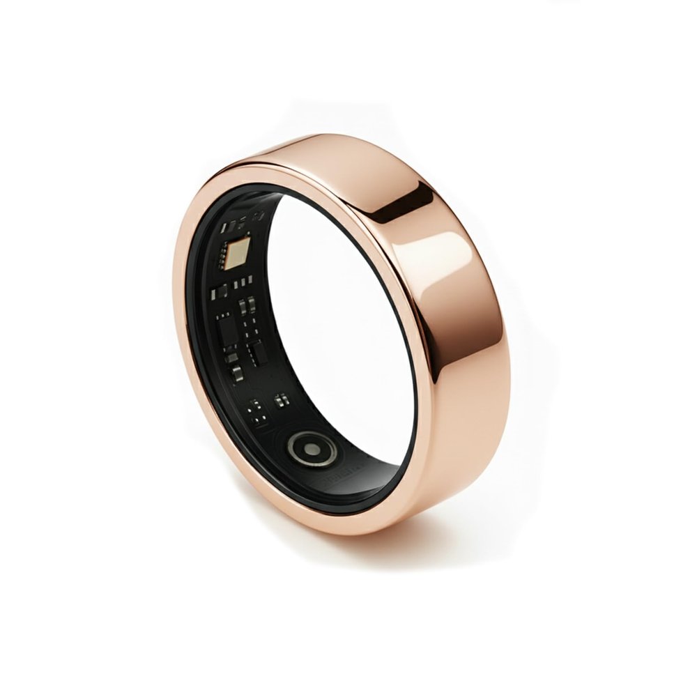 GINIXPIONE Smart Ring for Women Men, Fitness & Health Tracker with Vital Signs Monitoring, Sleep Tracker, Temperature Monitor, Remote Photography, No Subscription(Gold,8#)