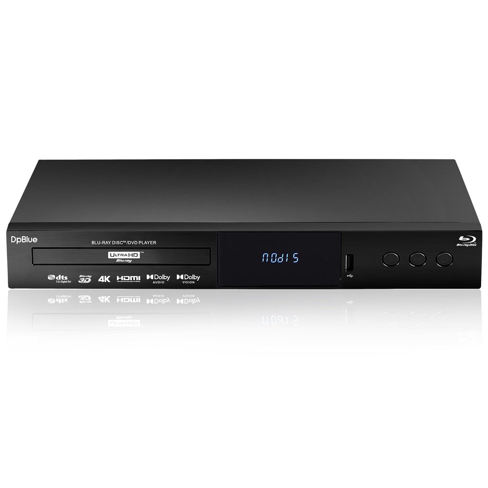 DpBlue 4K UHD Blu-ray Player for TV Projector Support Region A Blu Ray 3D 4K Discs All Regions DVDs Twin HDMI Output HDR10 Dolby Vision Dolby Atmos 4K Ultra HD Blu ray DVD Player BT.2020 Color Gamut