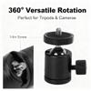 Tripod Ball Head Camera Mount Aluminum Alloy, 360 Rotating Universal Ball Head Black - Geared Tripod Head Ball Mount, Multi - Angle Adjustment, Durable for Photography (Black) view 2