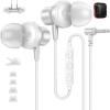 3.5mm Headphones 5.9ft Long Cord Wired Earbuds with Microphone Noise Isolating Earphone Stereo Clear Call Volume Plug in 3.5mm Jack Wired Ear Buds for Office School Laptop Chromebook PC Travel, Silver view 1
