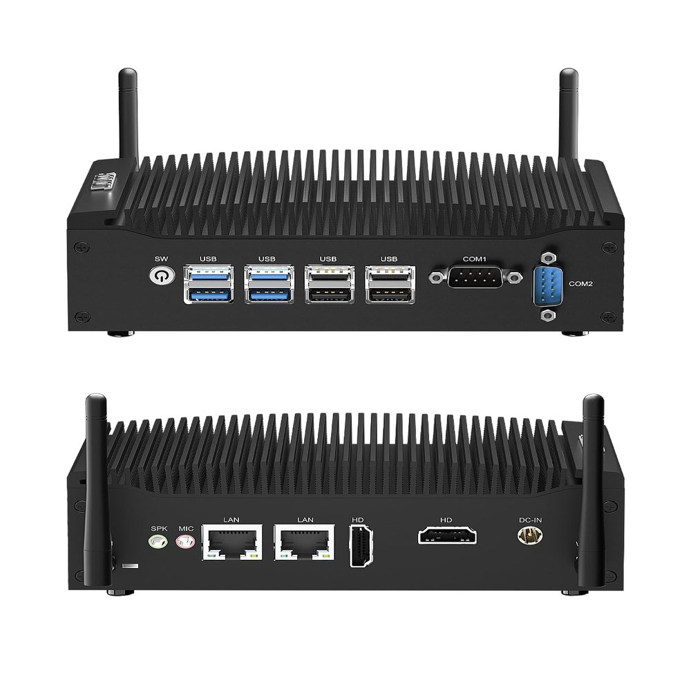 JOVCOR Fanless Mini PC, 32GB DDR4 512GB SSD, Industrial Mini PC i3-10110U, Win 11 Pro, 2 x RS232 COM 2 x HD, for Industrial, Entertainment, Business
