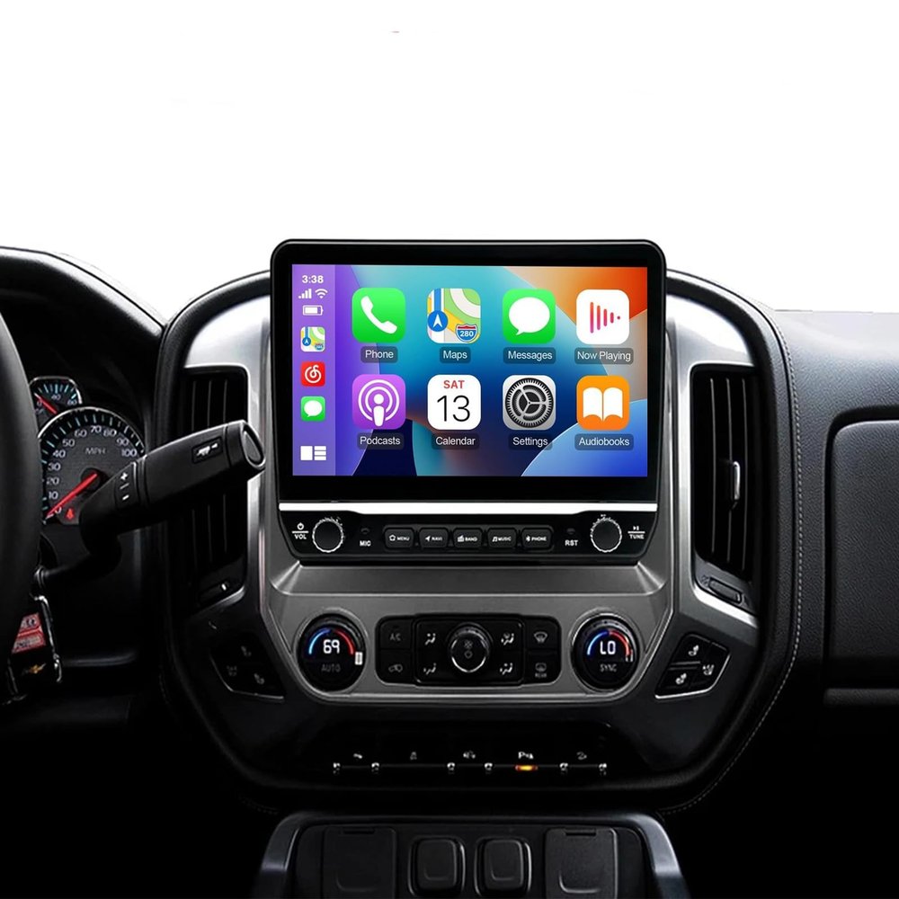 10 inch Touchscreen Car Stereo for Chevy Silverado 2014-2018, Android 15 Double Din Car Radio with Carplay & Android Auto in-Dash Navigation BT Mirror Link WiFi Backup Camera 4+64G