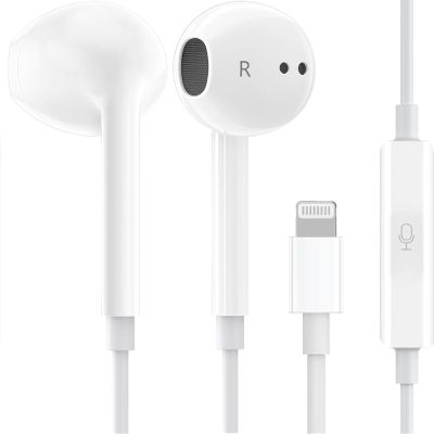 1Pack Wired Earphones with Lightning Connector for iPhone Headphones In-Ear Earbuds, Built-in Microphone and Volume Control Headsets Compatible iPhone 14/14 Pro/14 Plus/13/12/11/XR/XS/X/8/7/SE