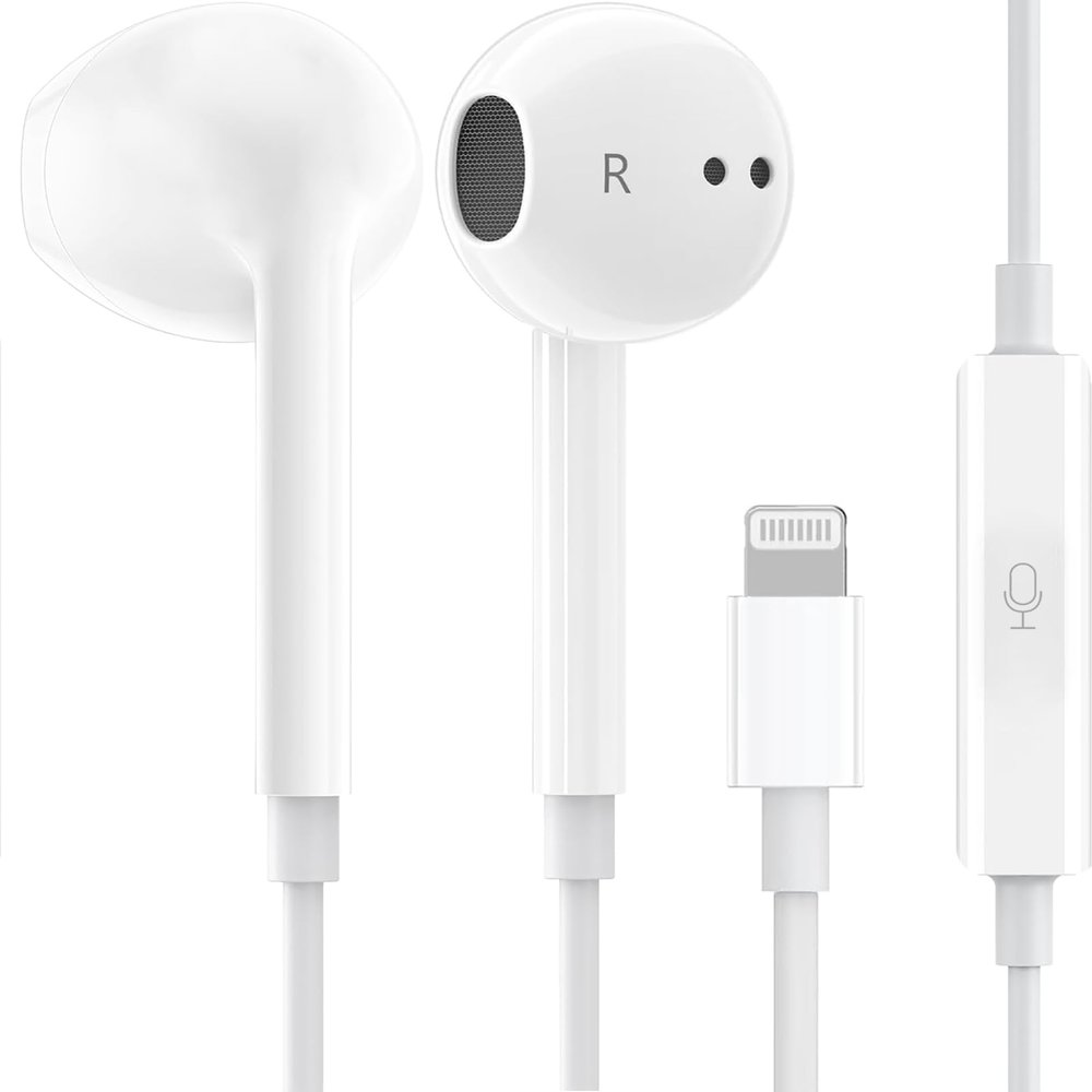 1Pack Wired Earphones with Lightning Connector for iPhone Headphones In-Ear Earbuds, Built-in Microphone and Volume Control Headsets Compatible iPhone 14/14 Pro/14 Plus/13/12/11/XR/XS/X/8/7/SE